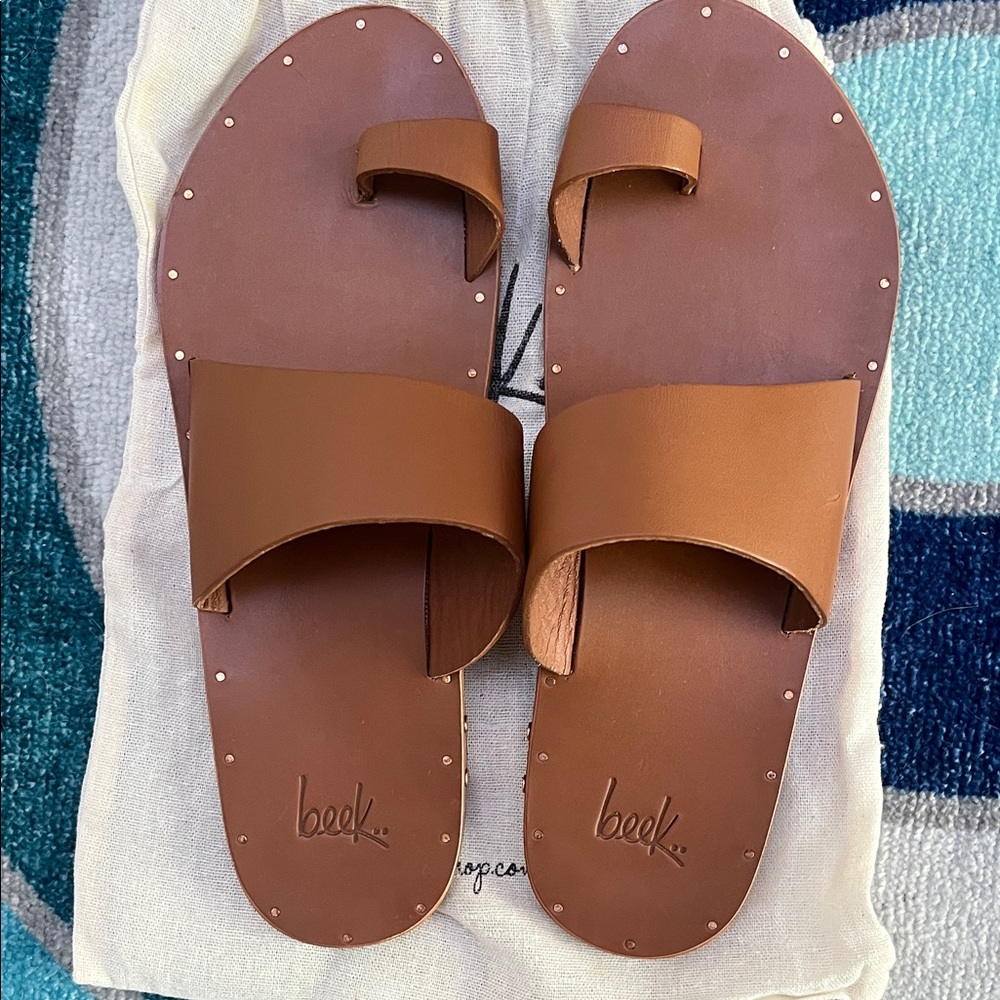 Beek Finch Tan Leather Sandals size 11